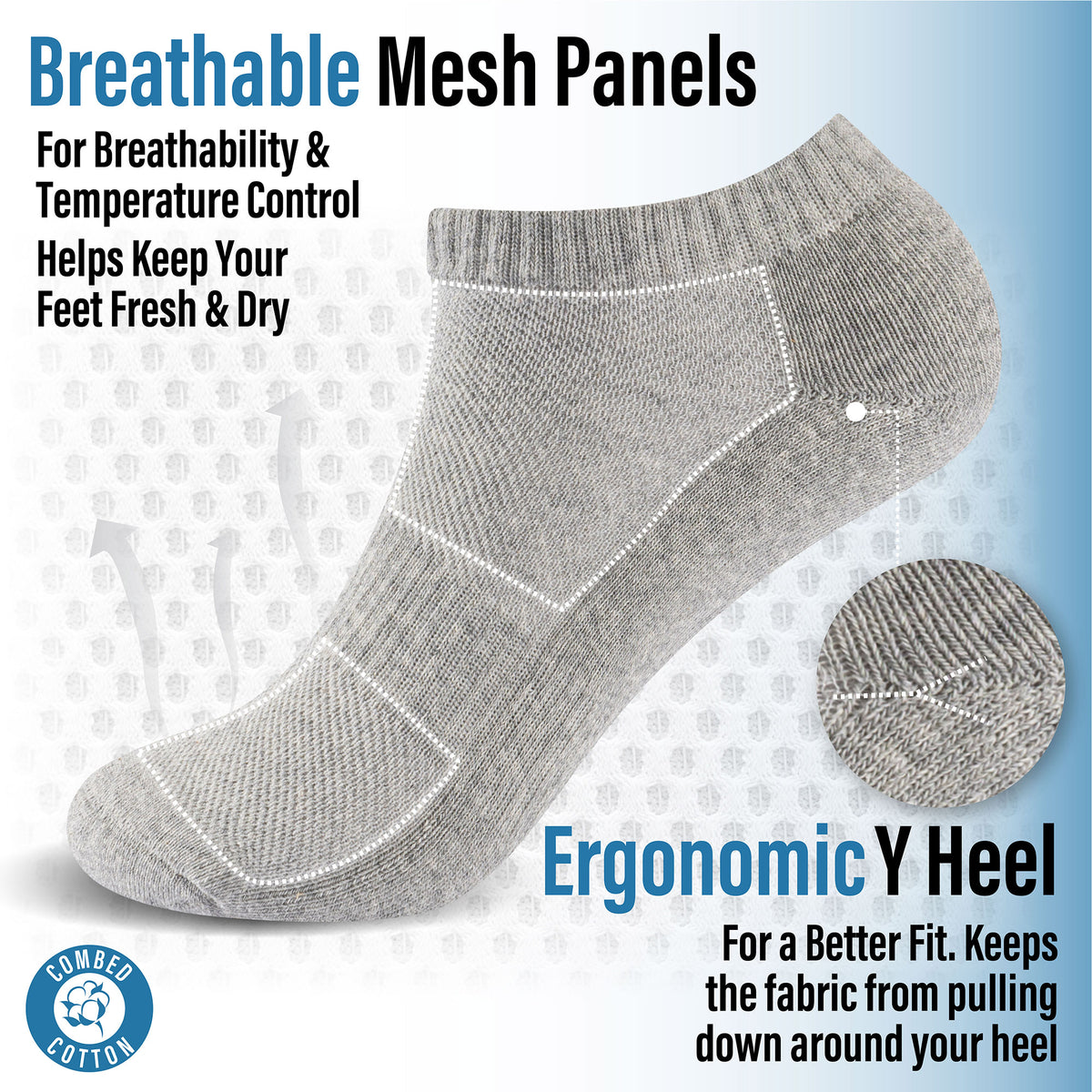 Mens 6pk Half Terry Trainer Assorted Socks
