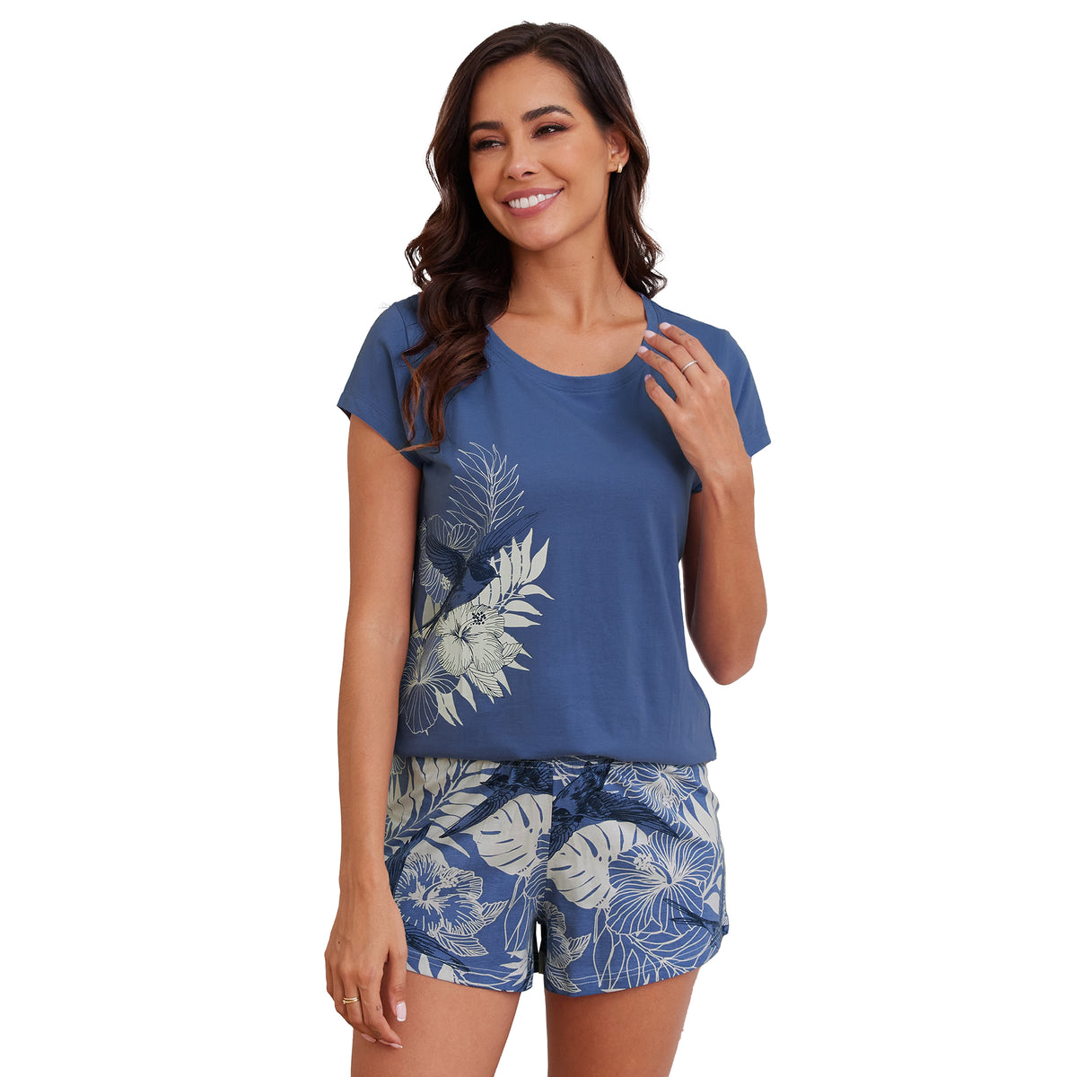 Womens Butterfly Print Shorty Pyjamas Set