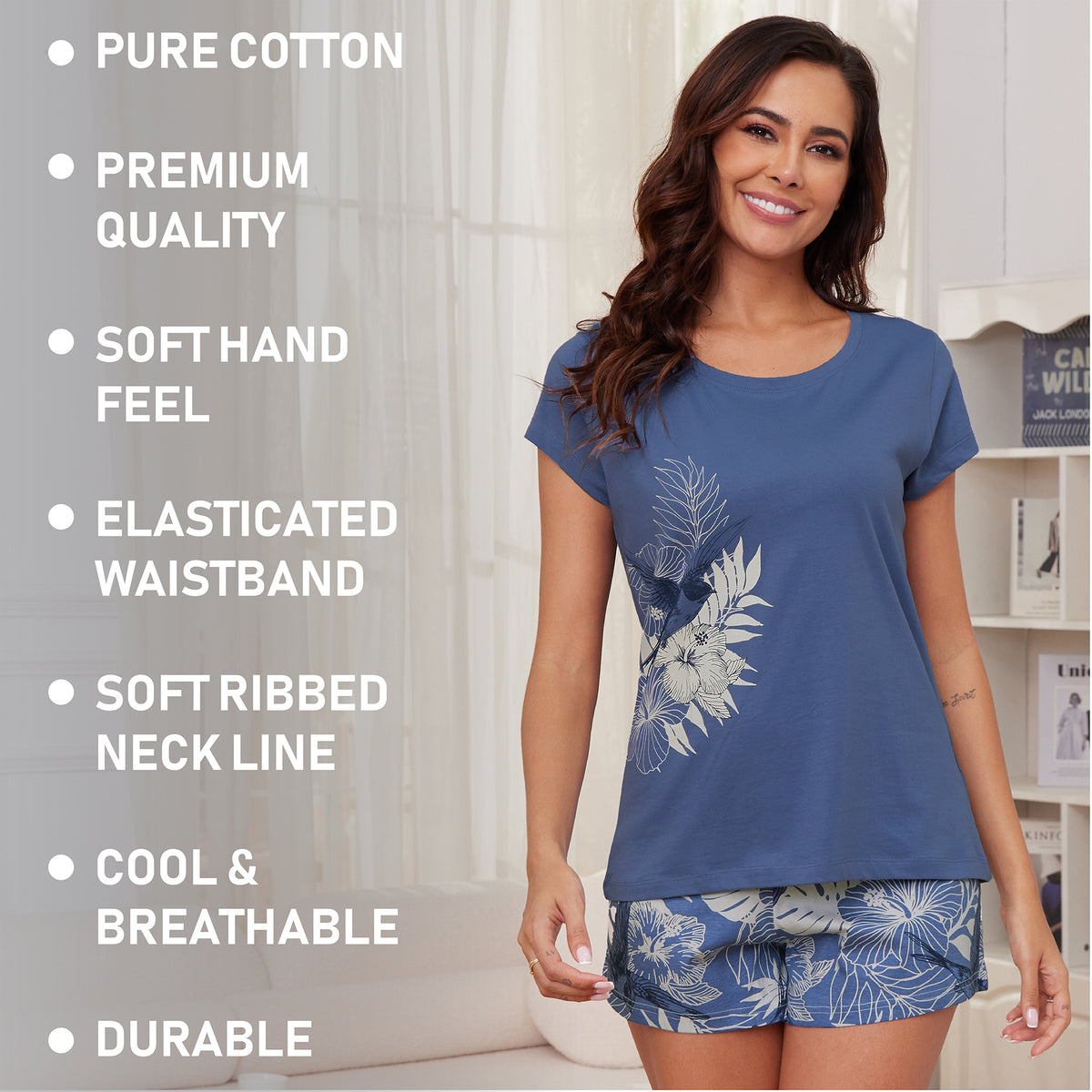 Womens Butterfly Print Shorty Pyjamas Set
