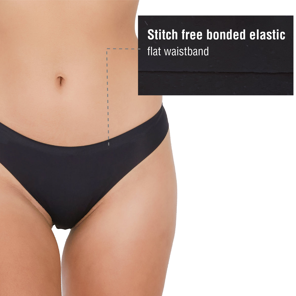 Womens 5PK No VPL Black Bikini Briefs