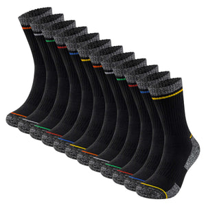 Mens 12 Pack Premium Cotton Blend Multi Stripe Work Socks