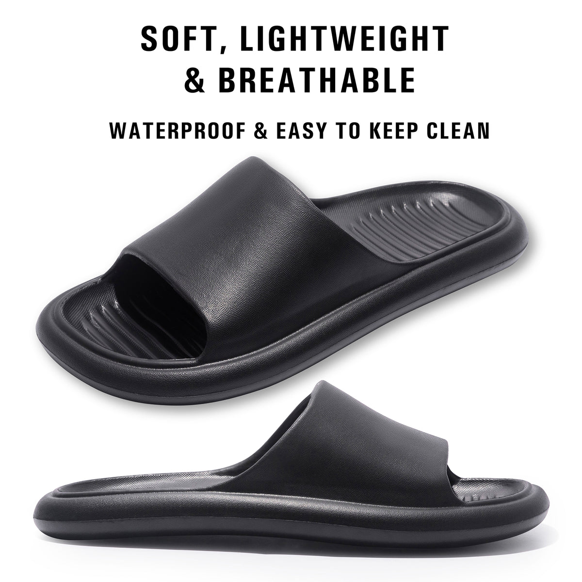 Mens Anti-Slip Adult Sliders (Black)