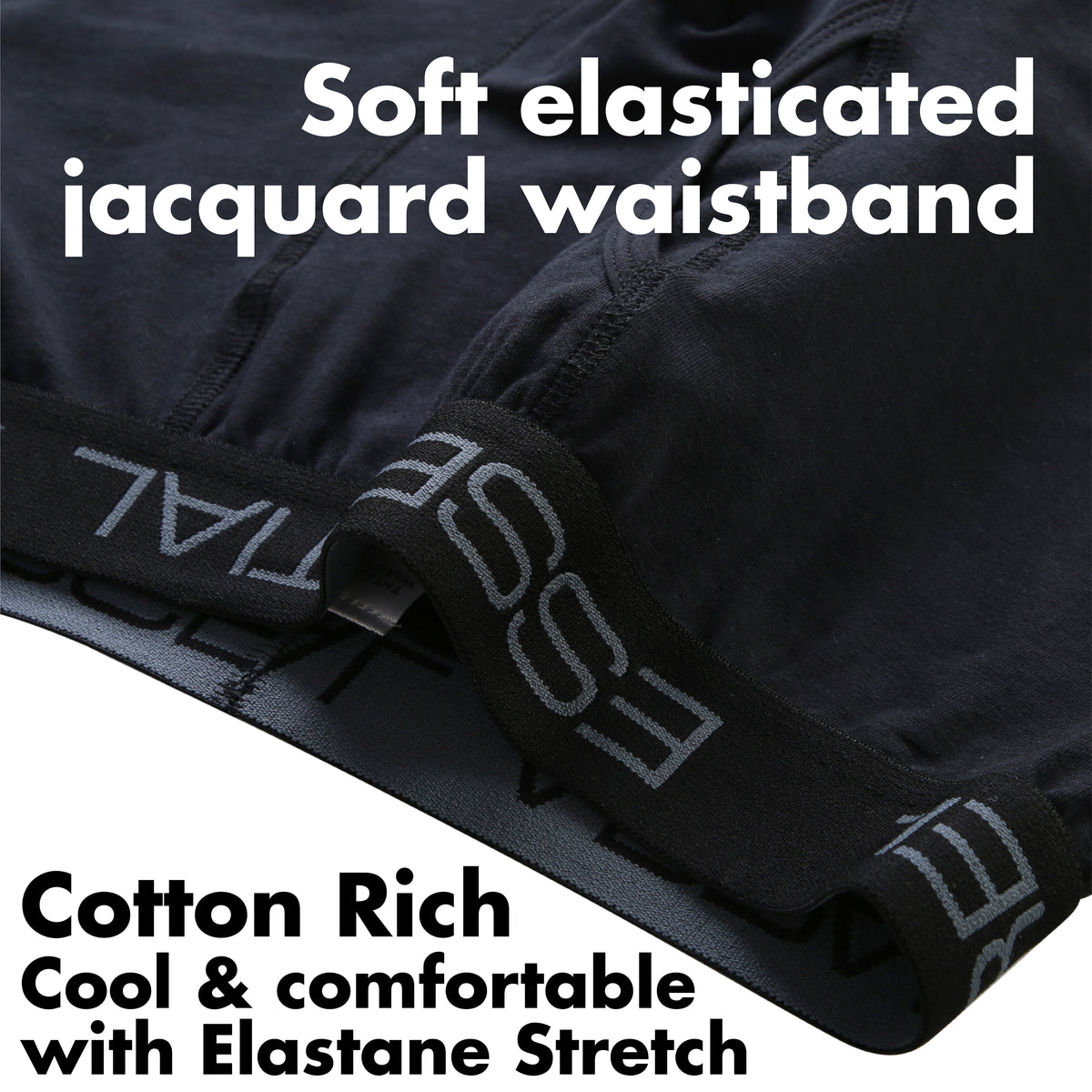 Mens 6pk Black Boxers