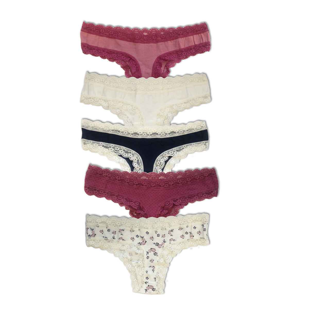 Assorted Brazilian Knickers Cotton Rich 5 Pack