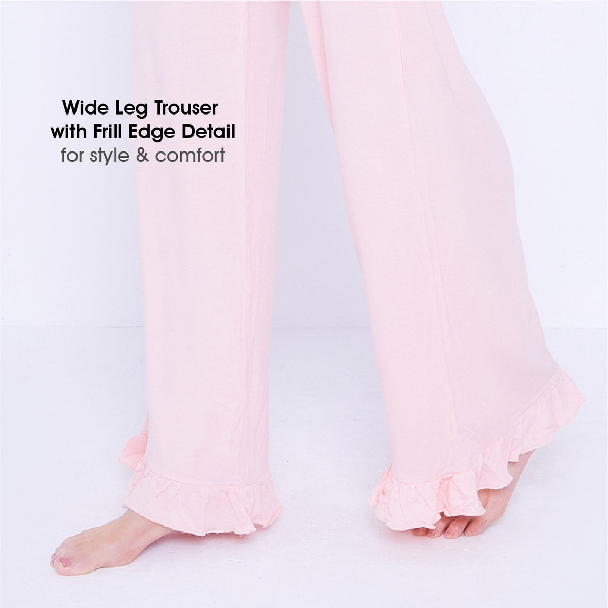 Frill Edge Short Sleeve Top & Trousers Set
