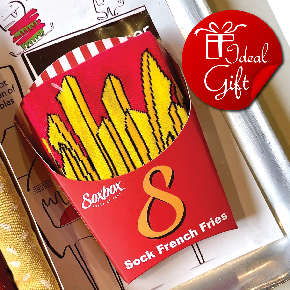 Mens Soxbox French Fries Novelty Socks