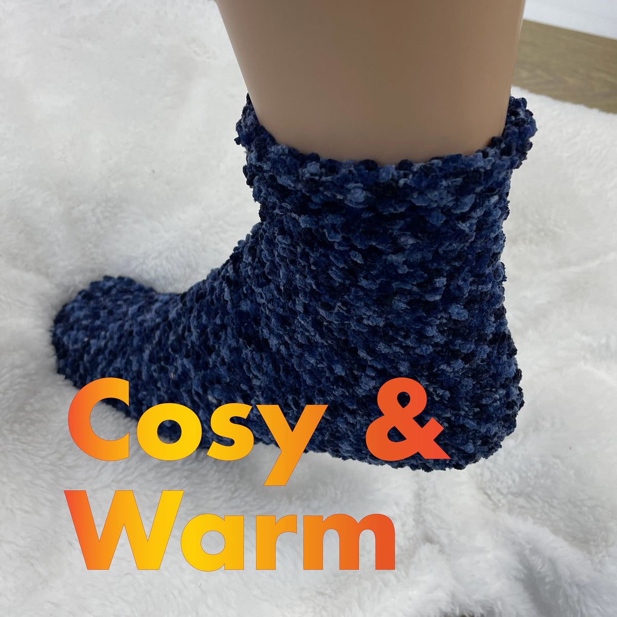 Mens Blue Supersoft Fluffy Cosy Socks 2 Pack