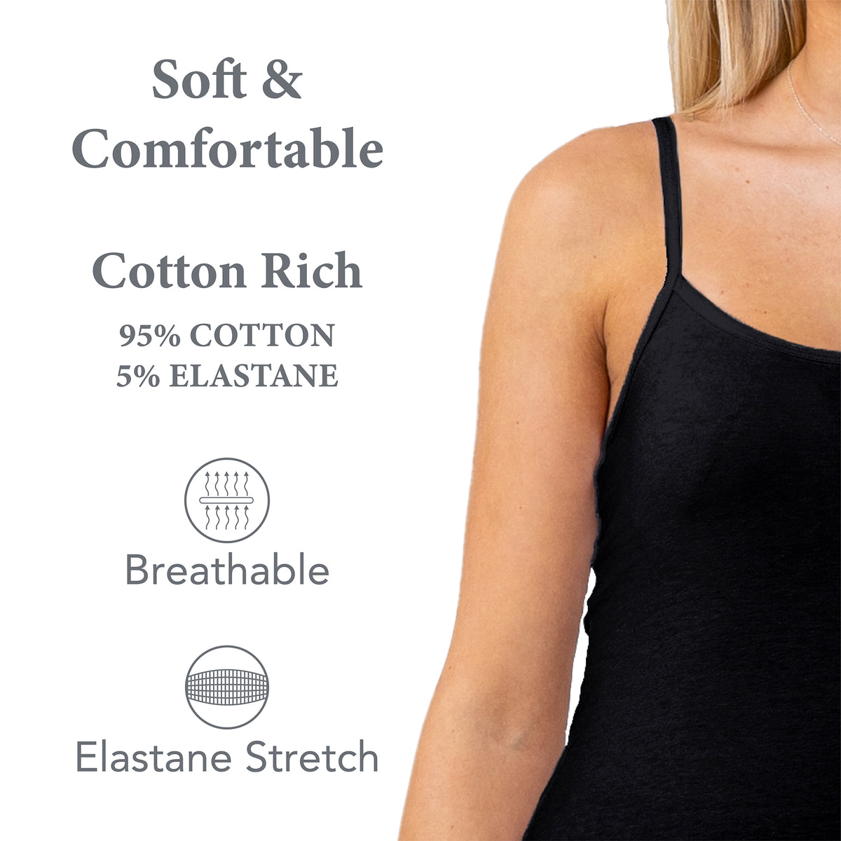 Ladies 1PK Cami Vest Black