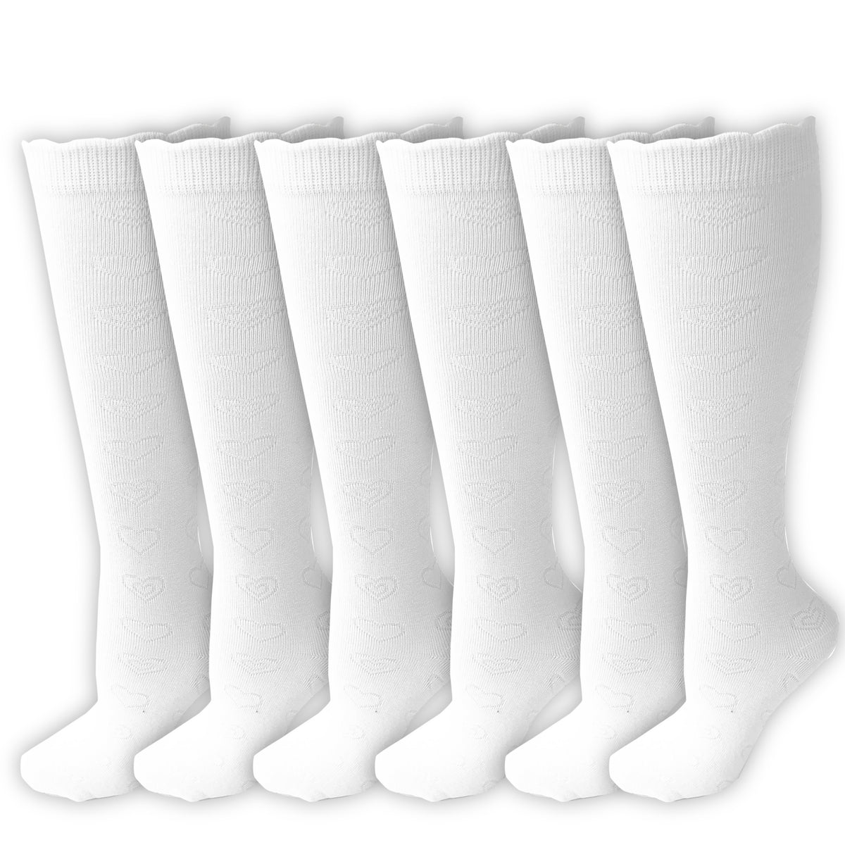 White Knee High Socks 6 Pack