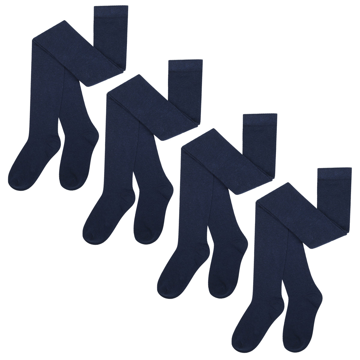 Girls 4 Pack Solid Tights (Navy)