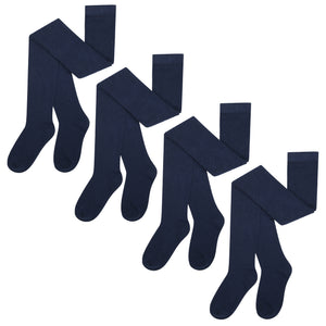 Girls 4 PK Navy Solid Tights 