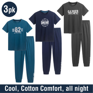 Boys 3PK SS Game Over Long Pyjamas