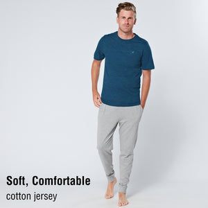 Blue / Grey Marl Long Cuffed Pyjama Set