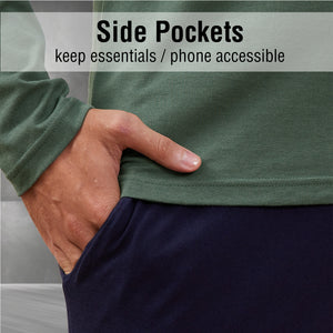 Mens 3PK Long Sleeved Long Khaki/Blue Pyjamas Set