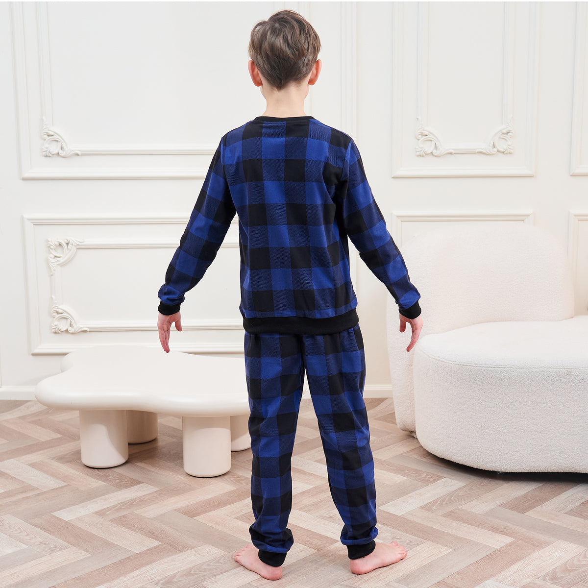 Boys LS Pyjamas Set Check - Cobalt Blue
