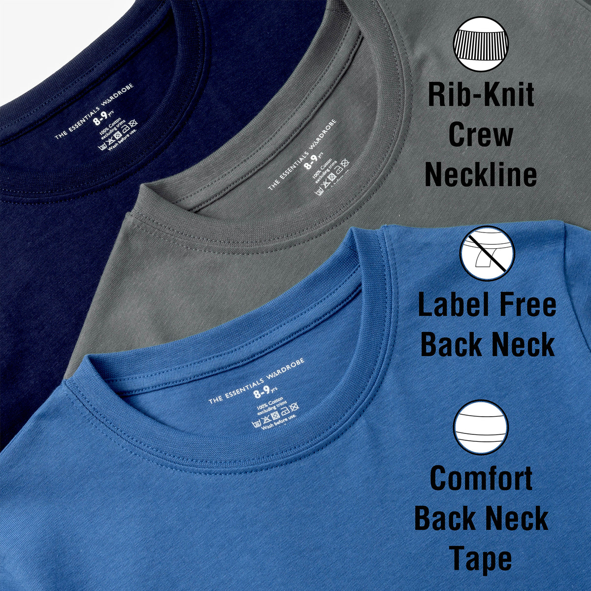 Boys TEW 3 Pack LS T- Shirt Petrol/Olive/Stone