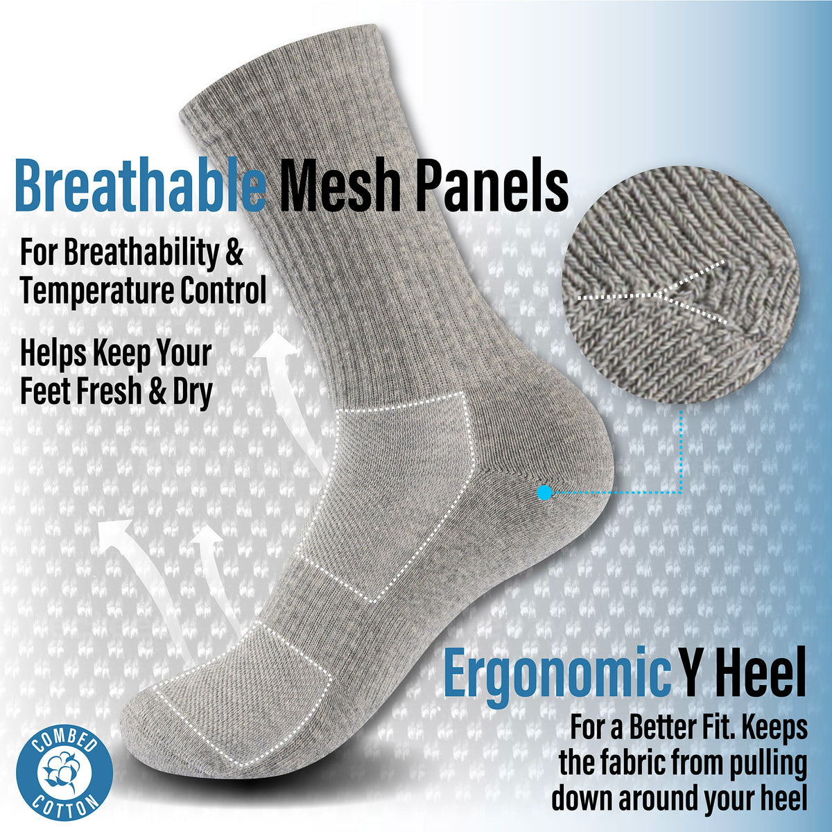 Mens 6 Pack Half Terry Sports Socks (Assorted)