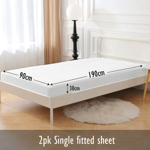 White 2pk Fitted Sheet - Microfibre