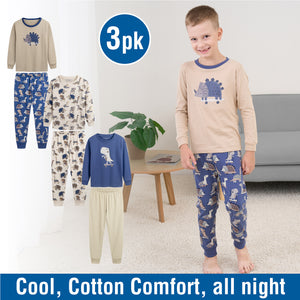 3PK Boys Dino LS Long Pyjamas Younger