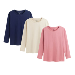Girls 3pk Navy/Beige/Pink T- Shirt
