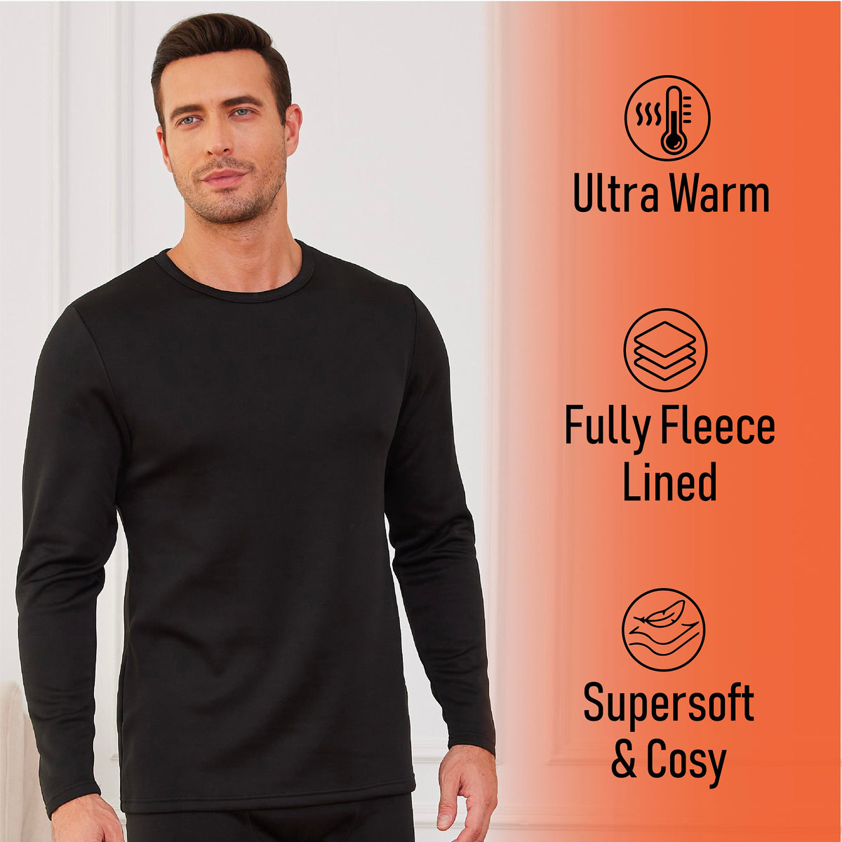 1PK Mens Thermal Underwear Black