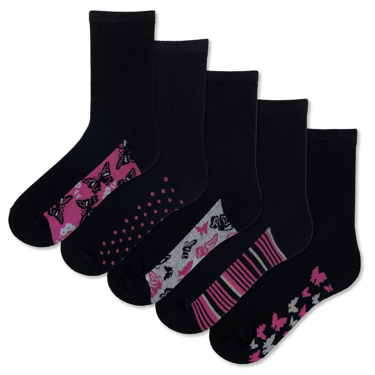 Butterfly Footbed Design Socks 5 Pack