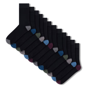 Mens Black 12pk Contrast Socks 