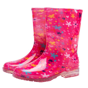 Girls Pink Welly Boots