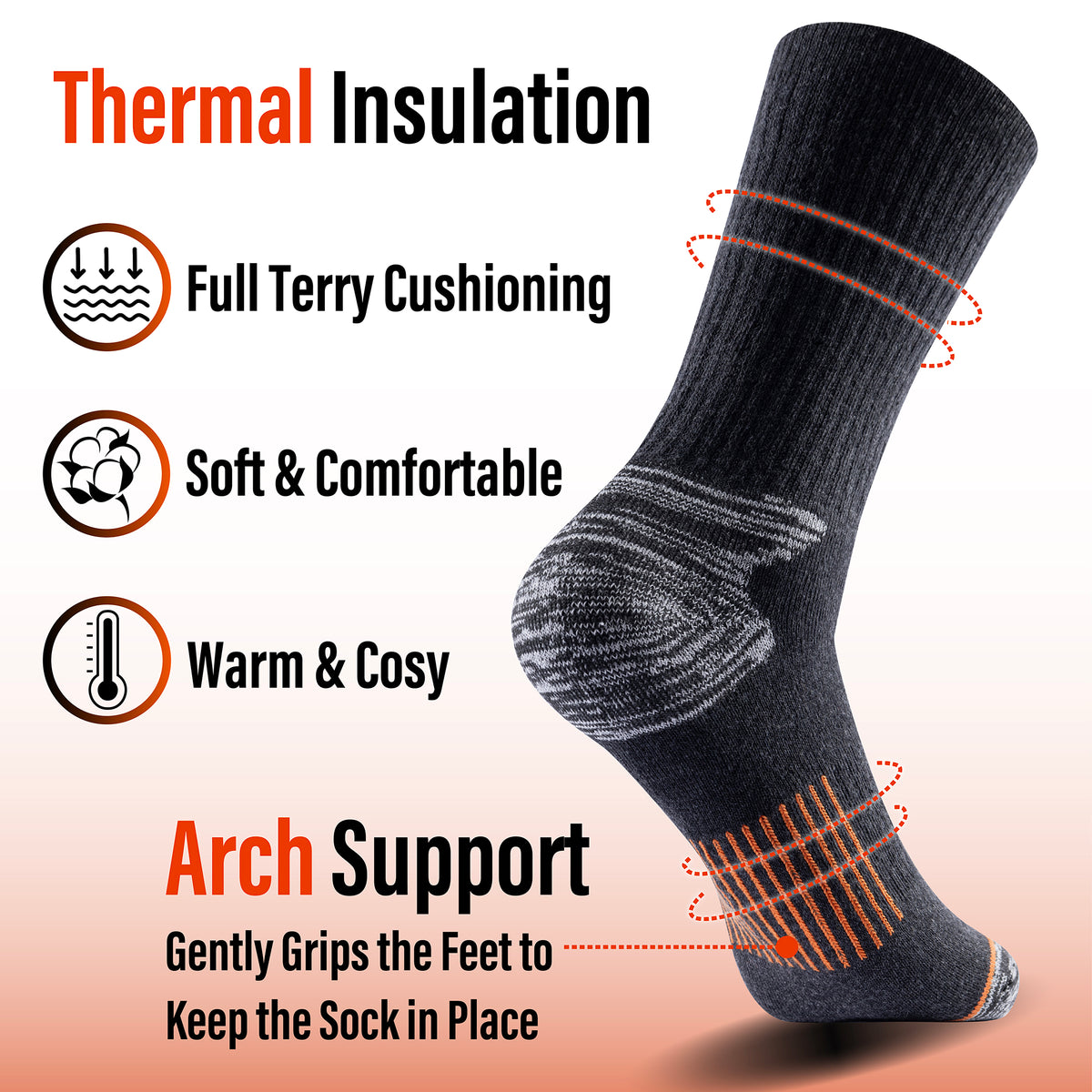 Mens 6PK Thermal Socks  