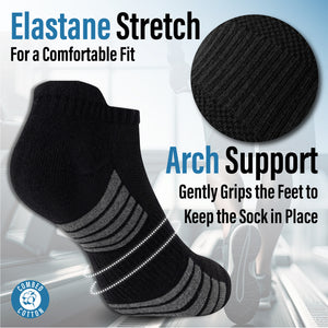 Mens 12 Pack Half Terry Trainer Socks (Black Striped)