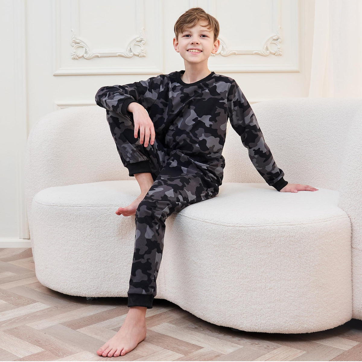 Boys Grey Camo Pyjama Set 