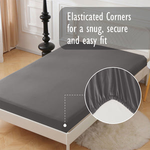 Grey 2pk Fitted Sheet - Microfibre