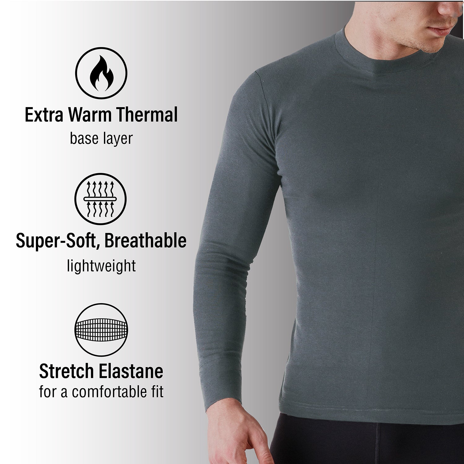 Mens Thermal Underwear High Neck Slate Grey TheEssentialsWardrobe