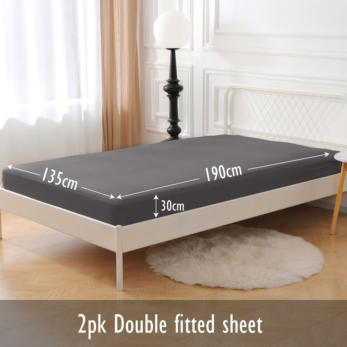 Grey 2pk Fitted Sheet - Microfibre