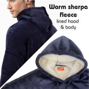 Mens Flannel & Sherpa Lined grey LS Pyjamas Set