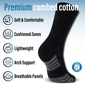Mens 12 Pack Half Terry Sports Socks (Black Striped)