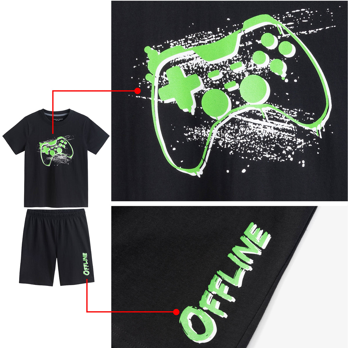 3PK Boys Shorty Pyjamas Techno