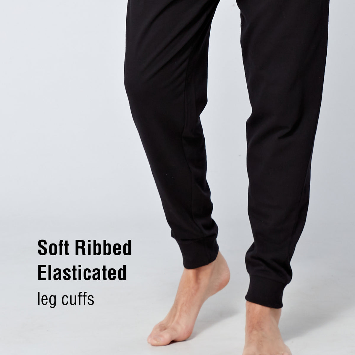 Grey Slub / Black Long Cuffed Pyjama Set