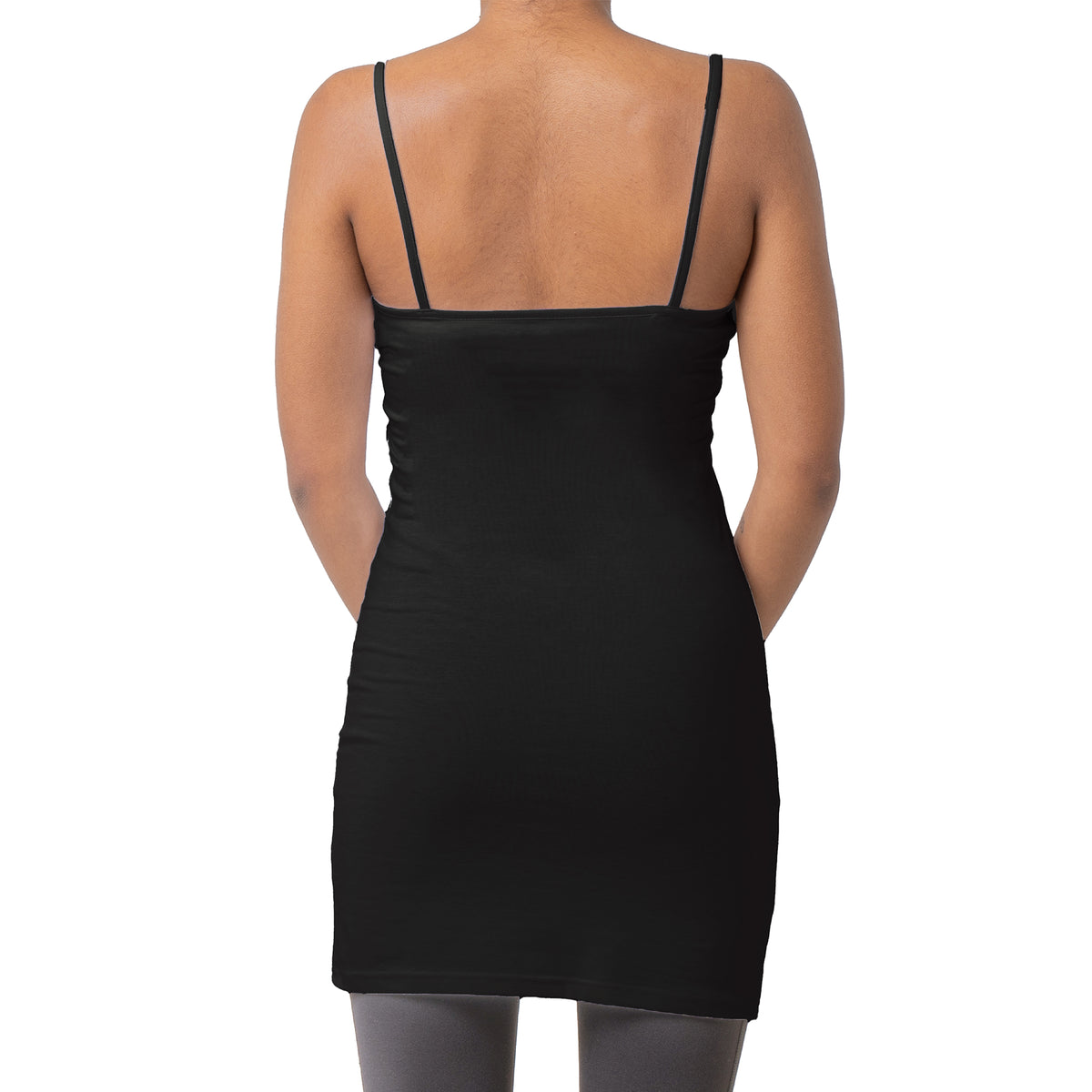 Ladies 1PK Long Line Cami Vest Black