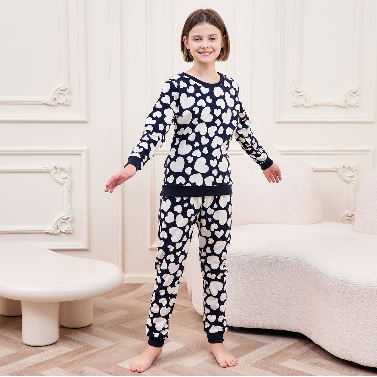 Girls LS Pyjamas Set - Fake Cotton star