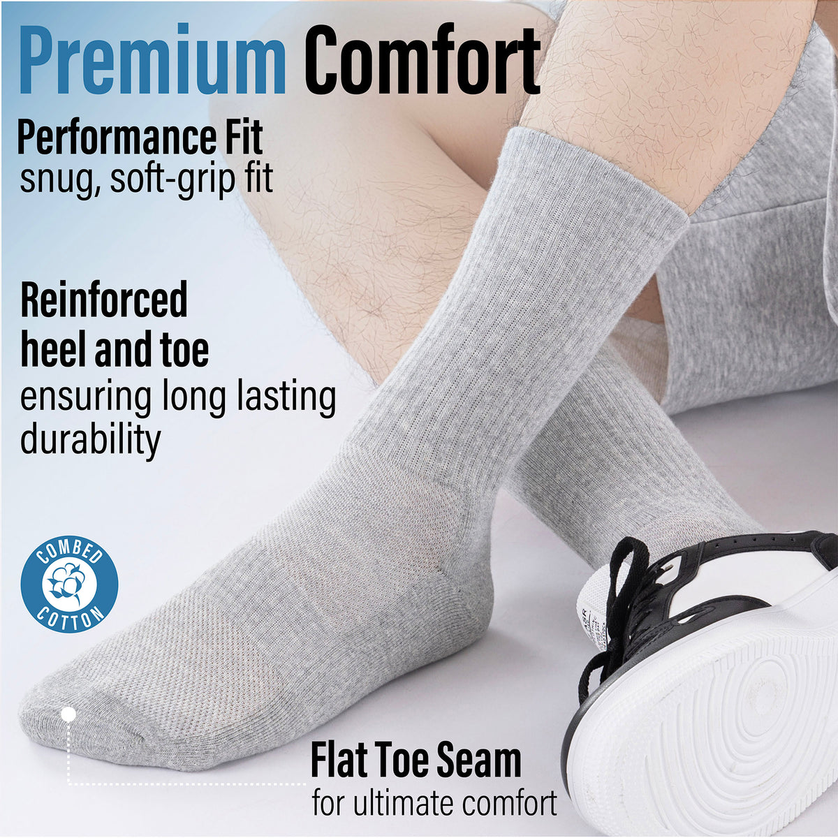 Mens 6 Pack Half Terry Sports Socks (Assorted)