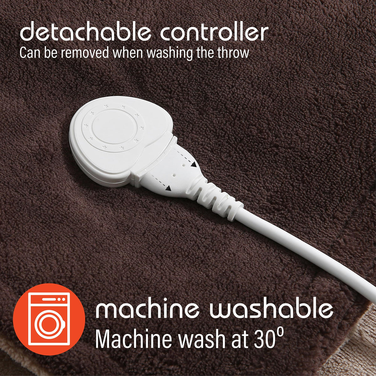 Luxurious Choloate Brown Fleece Heated Electric Throw