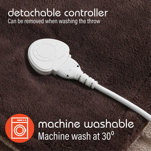 Luxurious Choloate Brown Fleece Heated Electric Throw