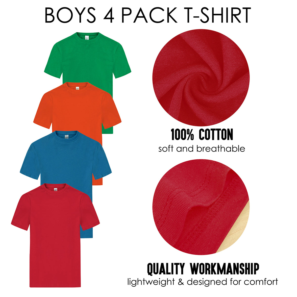 Boys 4 Pack T- Shirt Assorted 2 Younger