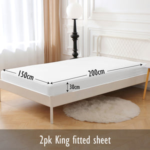 White 2pk Fitted Sheet - Microfibre
