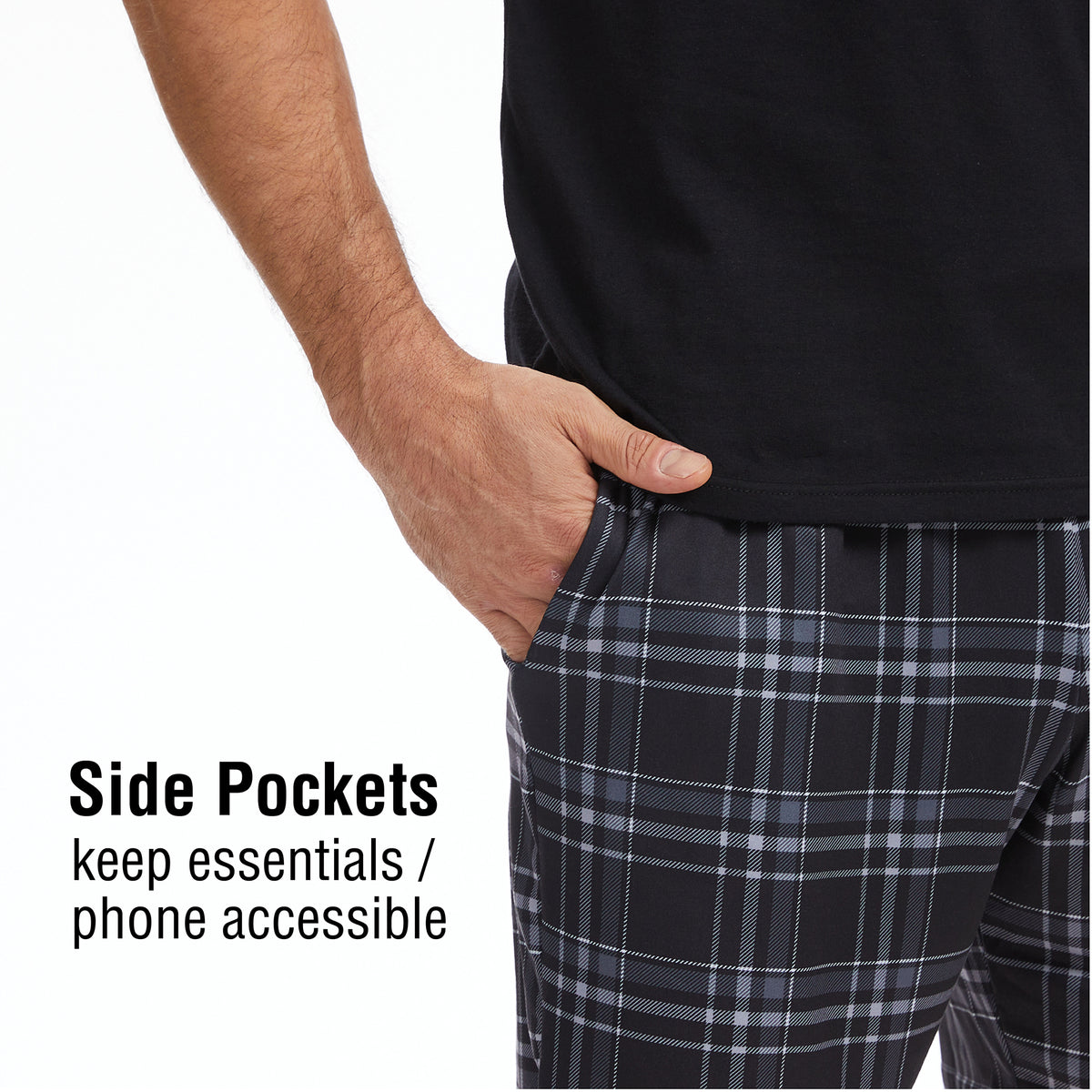 Mens Black Checked Shorty Pyjamas 