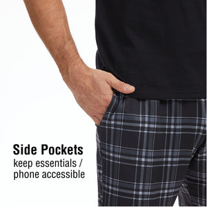 Mens Black Checked Shorty Pyjamas 