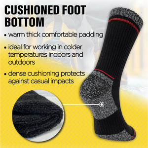 Mens 6 Pack Premium Cotton Blend Contrast Stripe Black Work Socks 