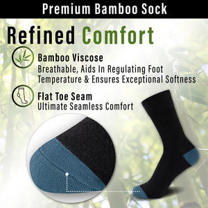 Black - Contast H&T 10 Pack Mens Bamboo Blend Socks
