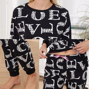 Ladies Navy Hearts Pyjamas Set